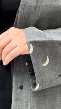 Load image into Gallery viewer, ZAYN's Grey Linen Abaya with Beautiful Moon work