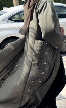 Load image into Gallery viewer, ZAYN's Grey Linen Abaya with Beautiful Moon work