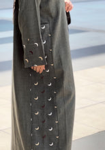 Load image into Gallery viewer, ZAYN's Grey Linen Abaya with Beautiful Moon work