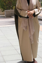 Load image into Gallery viewer, Bisht style Abaya in Biege & Olive