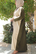 Load image into Gallery viewer, Bisht style Abaya in Biege & Olive