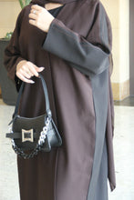 Load image into Gallery viewer, Bisht style Abaya in Burgundy & Black