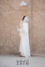Load image into Gallery viewer, white abaya modest wear with inner and sheila hijab classy and elegant party occasional wear