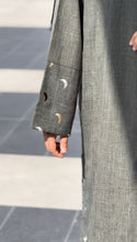 Load image into Gallery viewer, ZAYN's Grey Linen Abaya  with Beautiful Moon work
