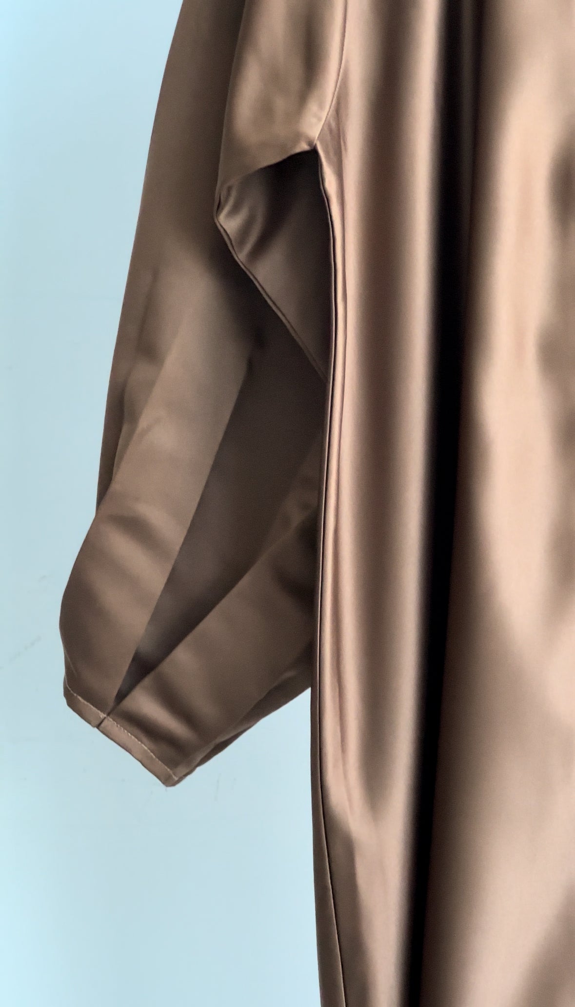 NUR's Chic Satin Abaya in Cinnamon Brown