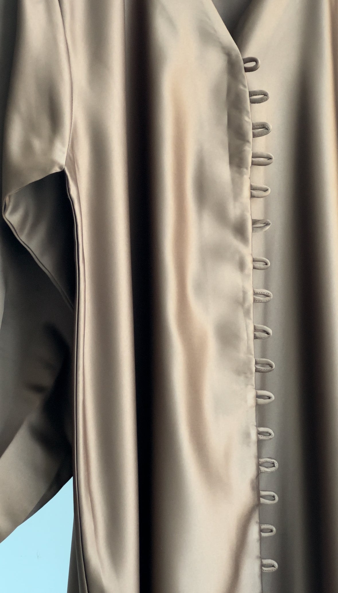 NUR's Chic Satin Abaya in Cinnamon Brown