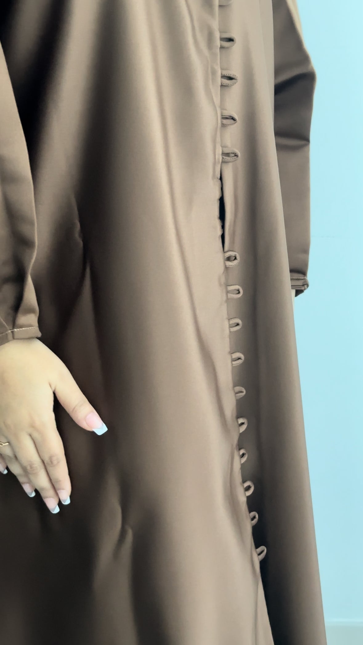 NUR's Chic Satin Abaya in Cinnamon Brown