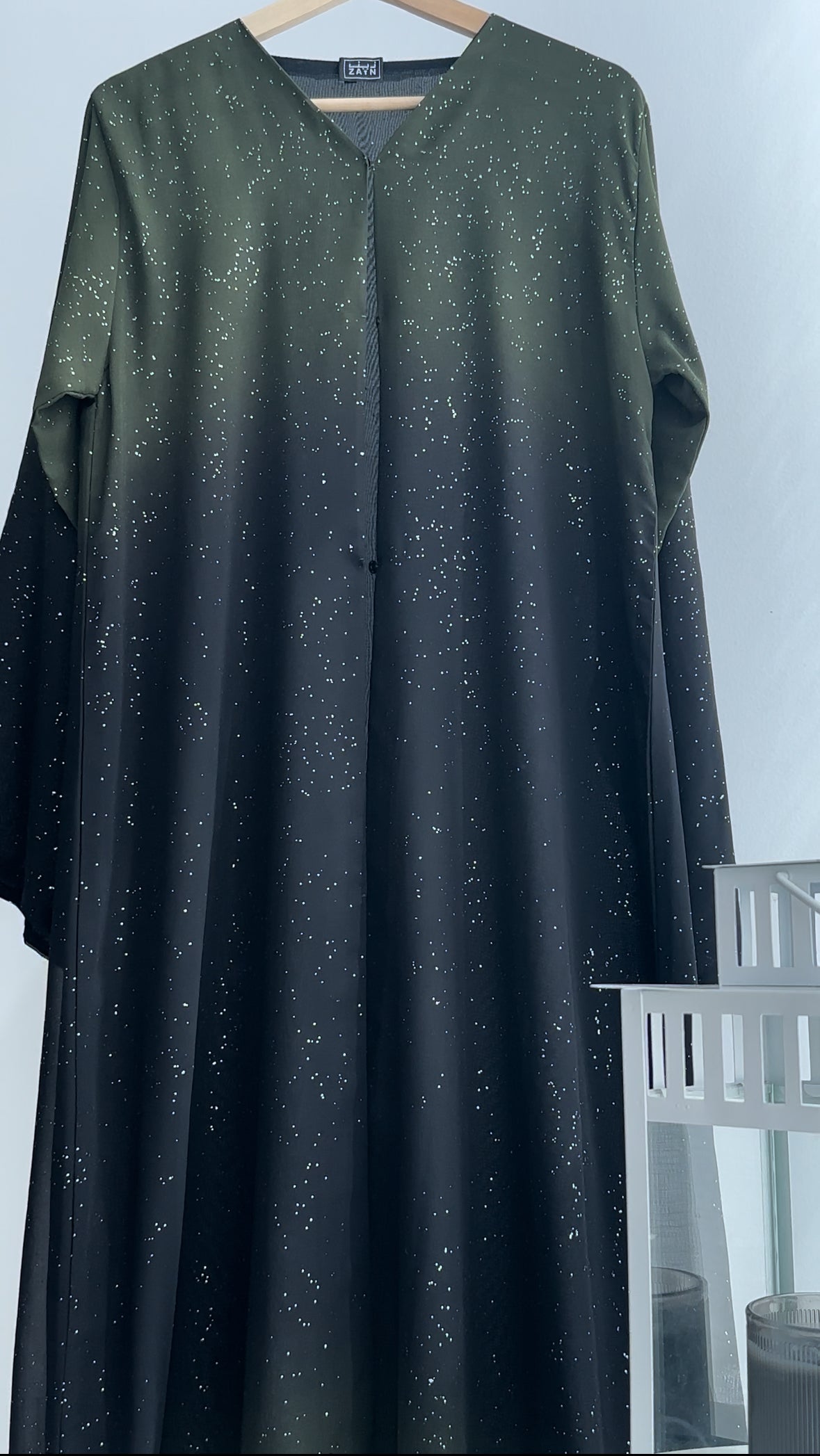 Chiffon Shimmery Galaxy Abaya Green (Ramadan edition)
