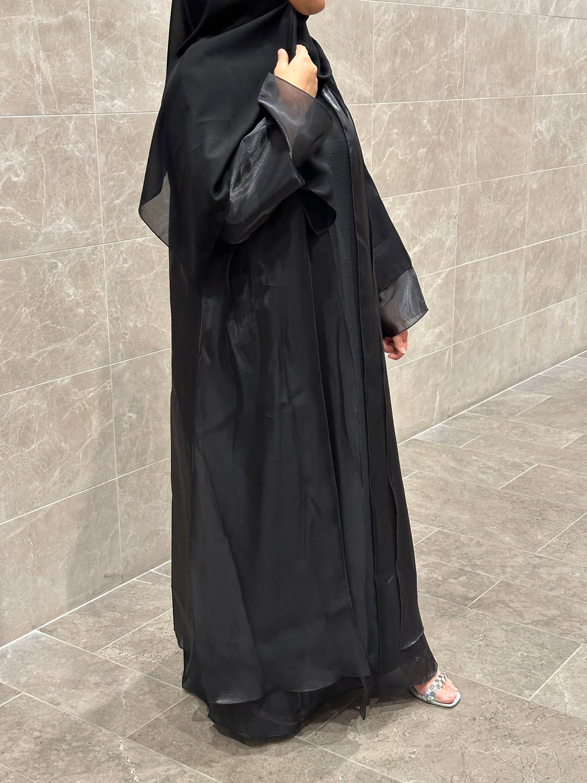 Luxe Organza Abaya - Black
