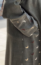 Load image into Gallery viewer, ZAYN's Grey Linen Abaya  with Beautiful Moon work
