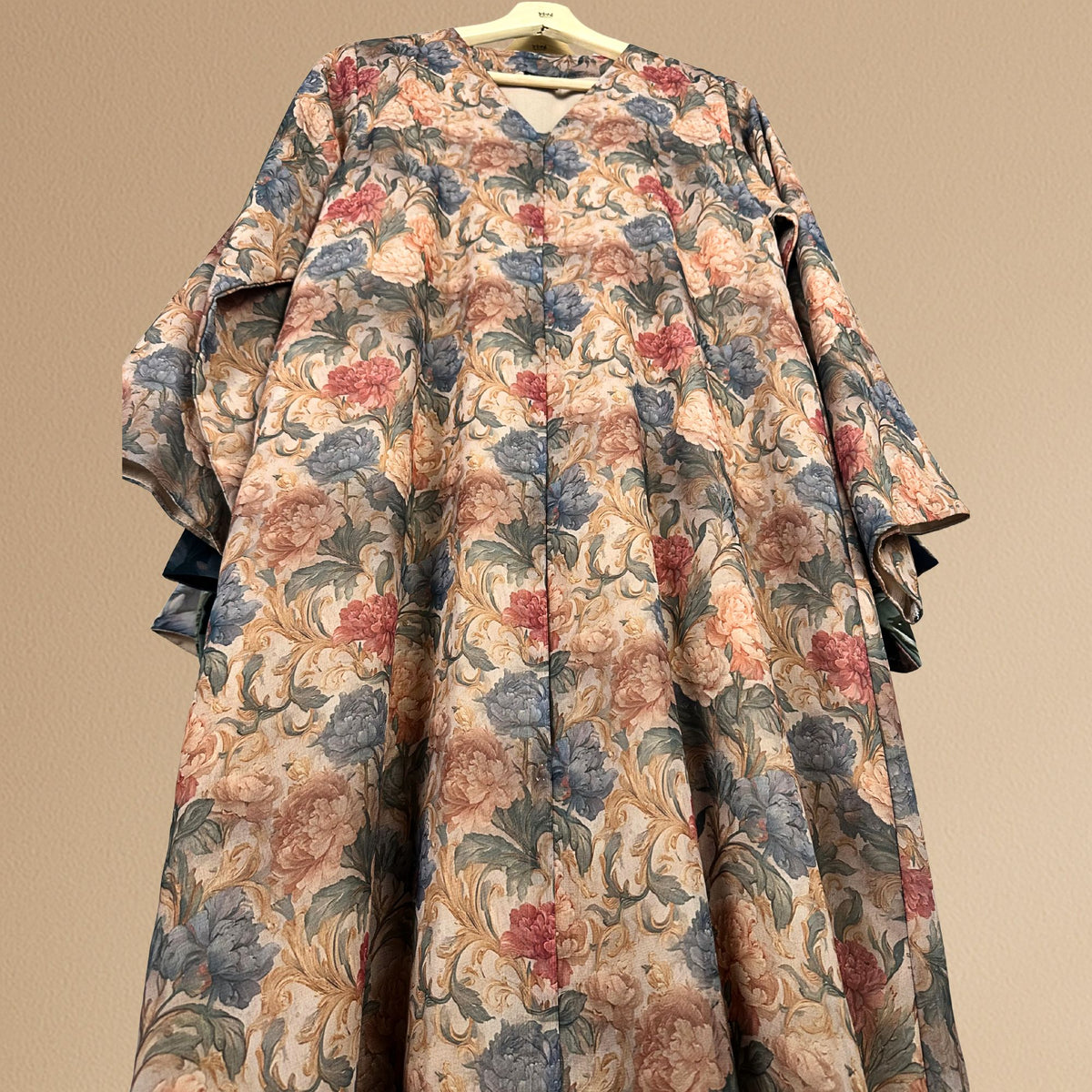 Elegant Floral Abaya - Beige