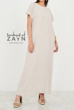 Load image into Gallery viewer, shop abaya half sleeve under dress slip dress in beige color
