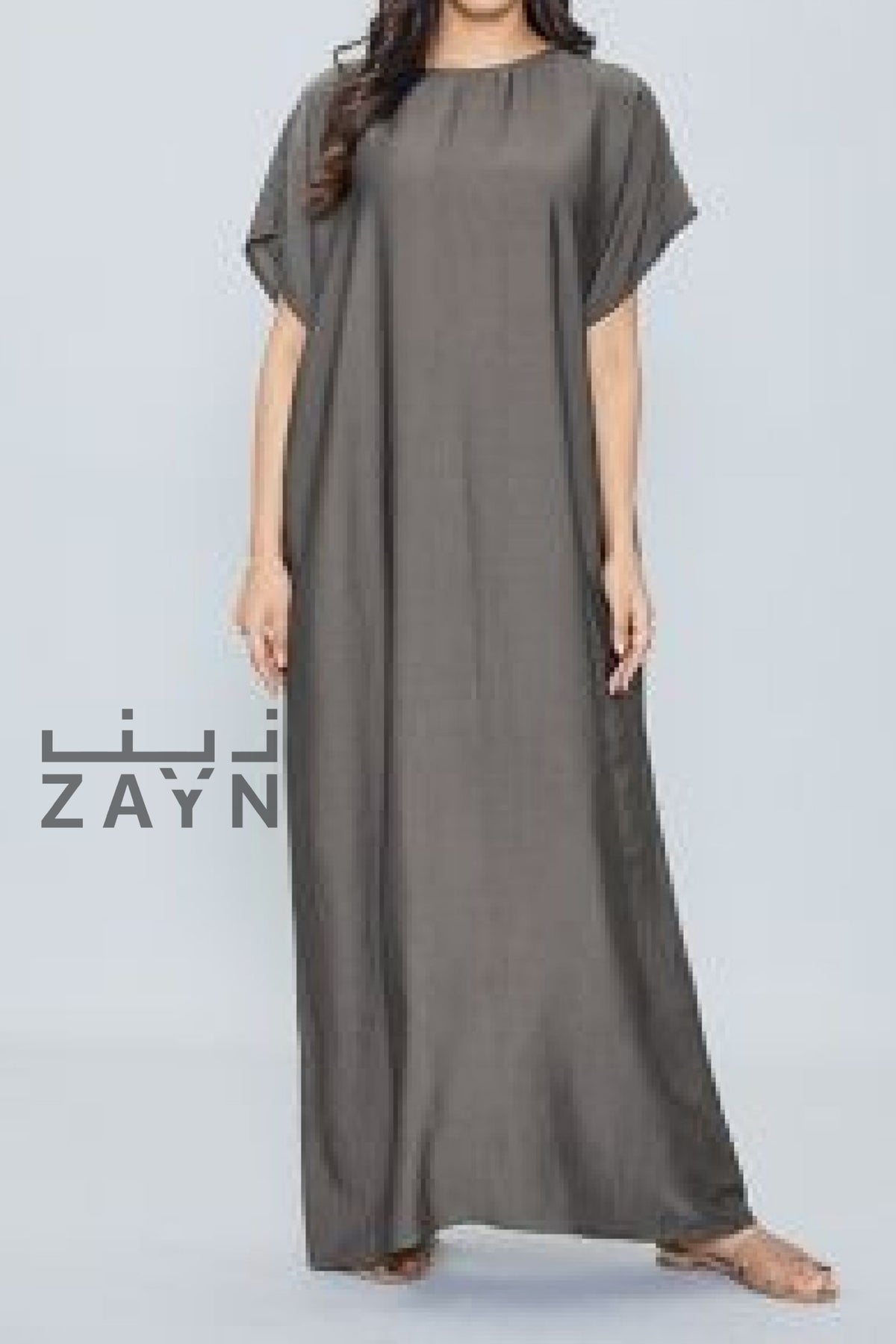 under abaya slip dress in grey color