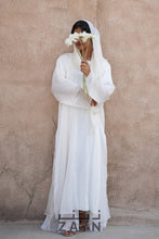 Load image into Gallery viewer, white abaya modest wear with inner and sheila hijab classy and elegant party occasional wear
