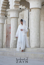 Load image into Gallery viewer, white abaya modest wear with inner and sheila hijab classy and elegant party occasional wear
